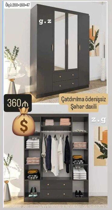 yataq otağında qarderob: Açılan, 4 qapılı Düz dolab, Qarderob, paltar dolabı, Türkiyə