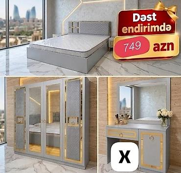 Yataq otağı mebel dəsti Tərkibi: - İki yastıq başlığı detallı, yumşaq