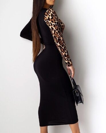 leopard print haljine: XS (EU 34), color - Multicolored, Cocktail, Long sleeves