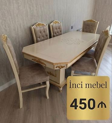 embawood dolab: Qonaq otağı üçün, Yeni, Açılmayan, Dördbucaq masa, 6 stul — 1