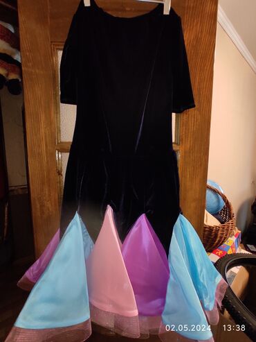 платье бальное: Бальное платье, Латина, Короткая модель, цвет - Синий, 2XL (EU 44), В наличии
