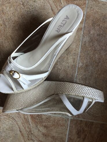srebrne sandale na petu: Fashion slippers, 39