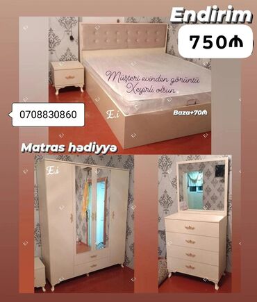 tek adamliq carpayilar: *Yataq Dəsti - 750AZN💥* ✔️Rəng seçimi var Dolab ölçüsü 200x160x47