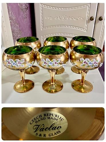 Qədəhlər, rəng - Qızılı, Şüşə, 6 ədədli dəst, Çexiya