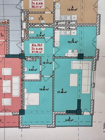 аренда квартиры в заря востоке: 2 комнаты, 88 м², Элитка, 12 этаж, ПСО (под самоотделку)