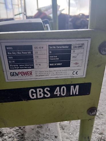 razetka: Genpower GBS 40 M benzin generator - Model: GBS 40 M - Maks. güc: 3.8 — 1