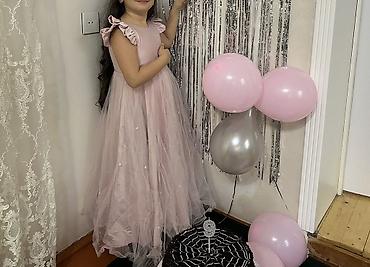 toy ucun donlar instagram: Uşaq üçün zərif ziyafət paltarı - Rəng: açıq pudra çəhrayı - Üst — 2