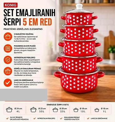 džezva: 🍲 SET EMAJLIRANIH ŠERPI KONIG 5EM – CRVENI Unesite kvalitet — 1