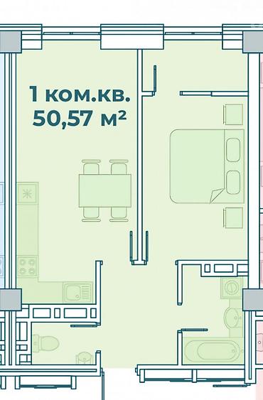Продажа квартир: 1 комната, 51 м², Аламедин-1 мкр Элитка, 4 этаж, Требуется ремонт — 3