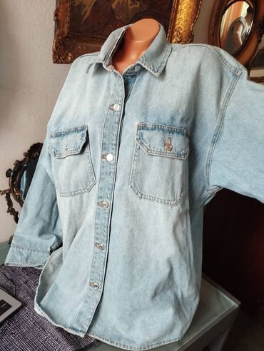 springfield ženske košulje: Pull and Bear, XL (EU 42), Jeans, Single-colored