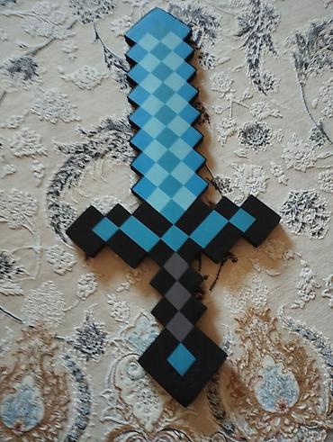 очки майнкрафт: Пиксельный меч в стиле Minecraft (бирюзовый). - Материал: плотный — 3