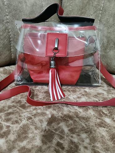 xarı bülbül: Qadın üçün şəffaf çanta + daxili qırmızı kisə - Material: şəffaf PVC — 1