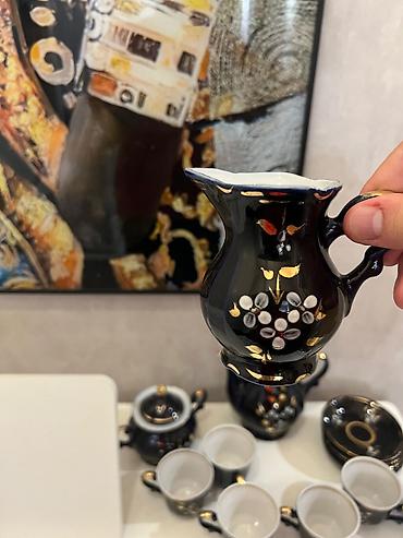 samovar cay: Çay dəsti, rəng - Qara, Farfor — 8