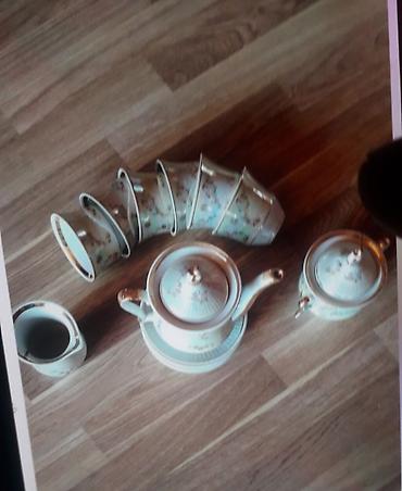 cay: Çay dəsti, rəng - Qızılı, Farfor, 6 nəfərlik — 1