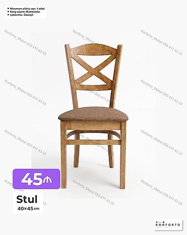 Stul – 40×45 sm - Korpus: ağac (x formalı arxalıq dizaynı) -