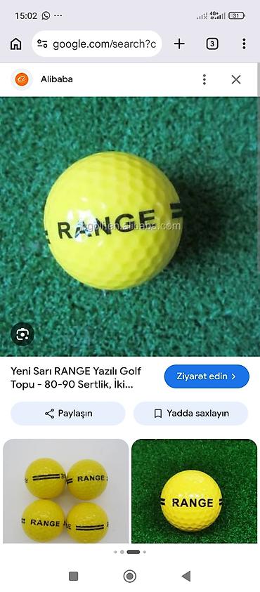 velosiped 20 luk: Məhsul: Sarı “RANGE” yazılı qolf topu - Rəng: Parlaq sarı – məsafədən — 1