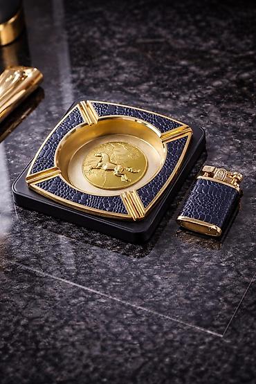 Külqabılar: Premium siqar küllüyü və alışqan dəsti - Dizayn: Qızılı detallarla — 1