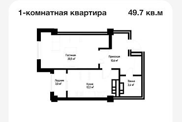 жк севен: 1 комната, 50 м², Технопарк Индивидуалка, 12 этаж, ПСО (под самоотделку) — 2