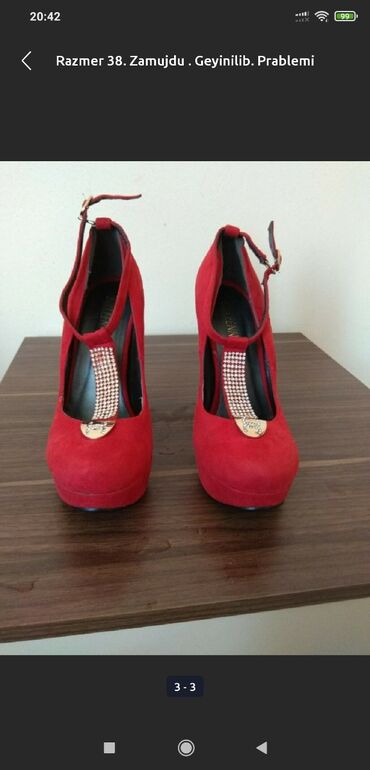 parlaq qadın ayaqqabıları lodoçka: Tuflilər, Ölçü: 39, rəng - Qırmızı, İşlənmiş