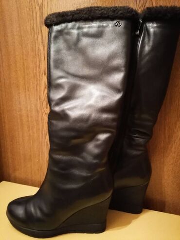 обувь зима женская: Сапоги, Размер: 38, цвет - Черный