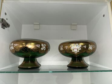 Digər dəstlər və servizlər: Dekorativ qab-qacaq dəsti - Kobalt mavi rəngli 2 ədəd şüşə vaza: oval — 2