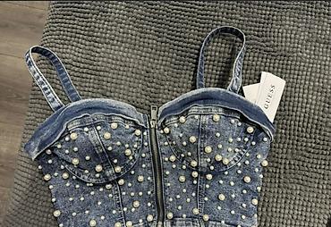 Topovi: Atraktivan Guess original nov korset od teksasa sa biserima, M — 5