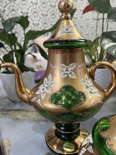 Çay dəstləri və servizlər: Çay dəsti, rəng - Yaşıl, Bohemia, 6 nəfərlik, Çexiya — 4