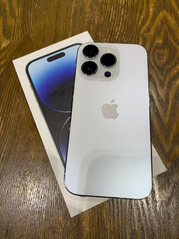 Apple iPhone: IPhone 14 Pro, Б/у, 256 ГБ, Белый, Зарядное устройство, Защитное стекло, Чехол, 87 %