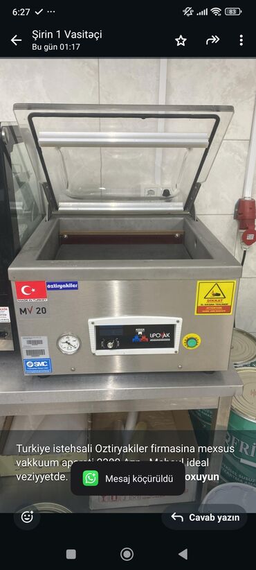 Sifarişlə dolablar: Turkiye istehsali Oztiryakiler firmasina mexsus vakkuum aparati 2300