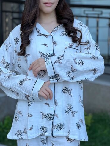 Пижамы: Муслиновый пижамы 🫶🏻 В наличии размеры M l xl 2xl 3xl ✔️Двойки с — 9