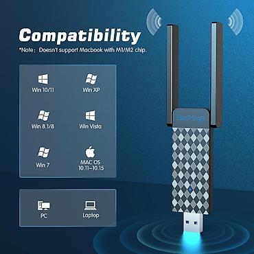Modemi, ruteri i mrežni uređaji: USB Wi‑Fi adapter ElecMoga sa dvostrukom antenom i pojačanjem 5 dBi - — 3
