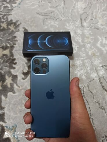 Apple iPhone: IPhone 12 Pro, Б/у, 128 ГБ, Синий, Зарядное устройство, Защитное стекло, Чехол, 80 %