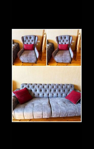 kereslo: Б/у, Классический диван, 2 кресла, Без подьемного механизма, Нераскладной