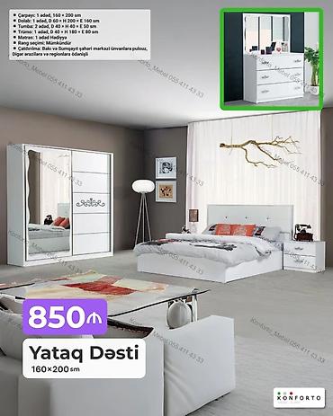 Ev və bağ: Yataq Dəsti – 160×200 sm Komplektə daxildir: - Çarpayı: 1 ədəd — 1