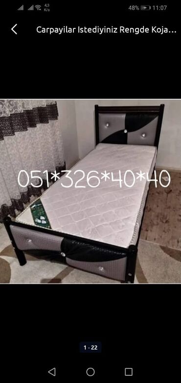 Çarpayılar: Yeni, İkinəfərlik çarpayı, Bazasız, Matras ilə, Siyirməsiz, Azərbaycan — 20