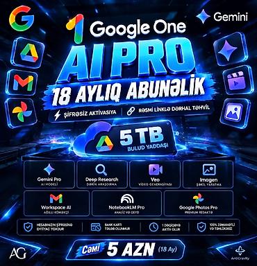 Təlim, kurslar: Google One AI Pro — 18 aylıq abunəlik Şifrəsiz aktivasiya, rəsmi — 1