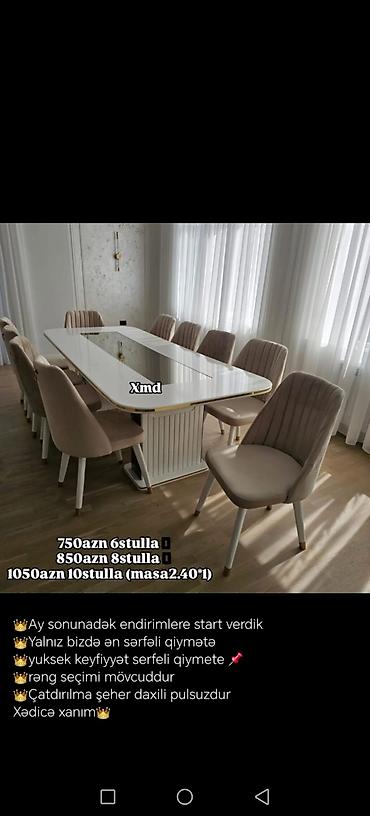 boya seti: Qonaq otağı üçün, Yeni, Açılmayan, Dördbucaq masa, 6 stul — 1