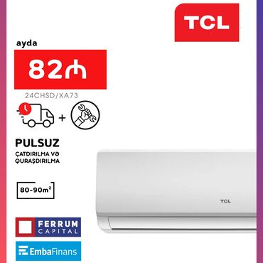1 kvadrat: Kondisioner TCL, Yeni, 85-90 kv. m, Split sistem, Kredit var, Pulsuz quraşdırılma