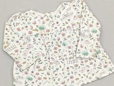 biała bluzka z kolnierzykiem dla dziewczynki: Bluzka, Marks & Spencer, 9-12 m, stan - Zadowalający