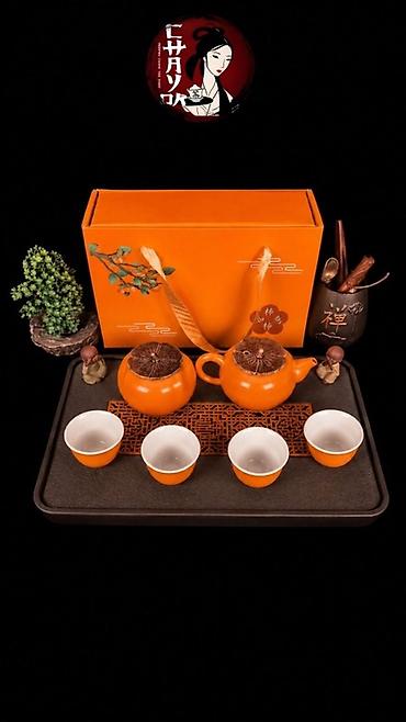 premium cay fabriki: Çay dəsti, rəng - Narıncı, Keramika, 4 nəfərlik — 2