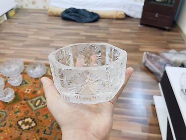 Konfet qabları: Kəsimli şüşə/kristal qab dəsti - 3 ədəd dekorativ şüşə/kristal qab - — 13