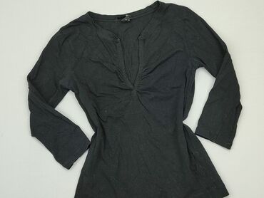 czarne bluzki z długim rękawem eleganckie: Blouse, H&M, S (EU 36), condition - Good