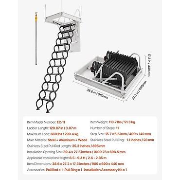 Чердачные лестницы: Чердачная лестница, Складная, С люком, Новый — 3