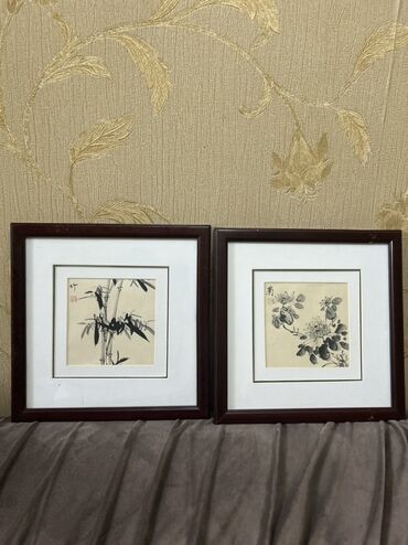 ketan uzerinde resm: İki ədəd dekorativ tablo dəsti - Üslub: Şərq kalliqrafiyası və müasir