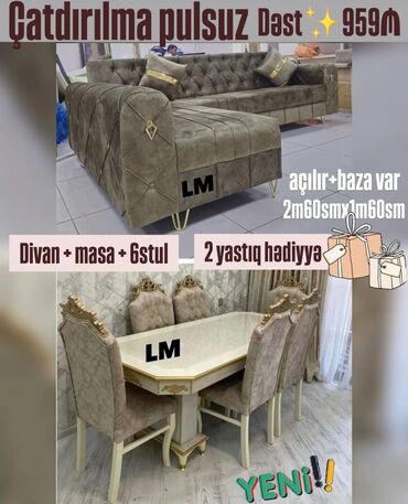 Divan və masa dəstləri: Qonaq desti birbaşa istehsaldan satışı rəng seçimi var yüksək