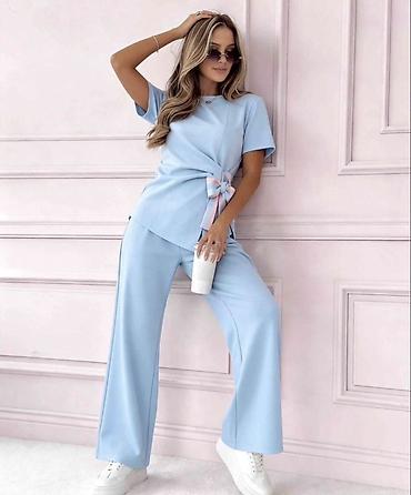 Kompleti: ✨Prelep komplet – majica i pantalone sa širokom nogavicom ✅3000 Din S — 3