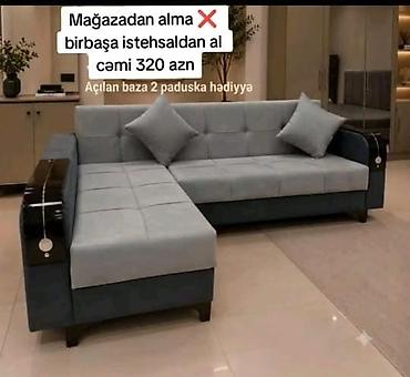 Divanlar: L formalı yumşaq divan – açılan baza ilə - Rəng: açıq boz oturacaq və — 1