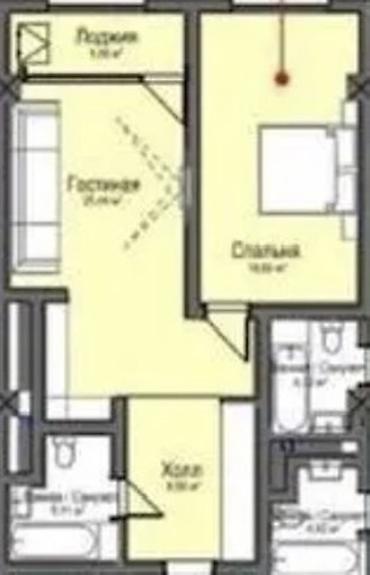 archa group: 2 комнаты, 62 м², Асанбай мкр Элитка, 4 этаж, ПСО (под самоотделку) — 4