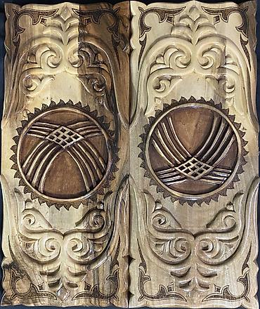 Нарды: Нарды ШАХМАТЫ на заказ ручной работы из дерева, украшенные резьбой — 31