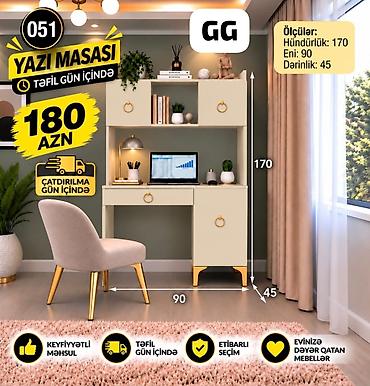 Yazı masası – funksional və estetikanı birləşdirən model Ölçülər: -